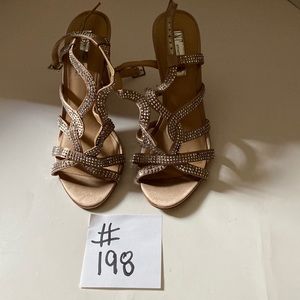 INC rose gold studded satin heels. Size 7.5. 4 inch heels.